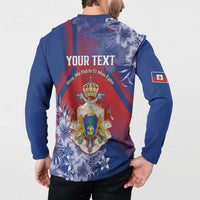Personalised Second Empire of Haiti Button Sweatshirt Imperial Coat Of Arms 1849-1859 Tropical Flowers