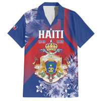 Personalised Second Empire of Haiti Family Matching Off The Shoulder Long Sleeve Dress and Hawaiian Shirt Imperial Coat Of Arms 1849-1859 Tropical Flowers
