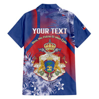 Personalised Second Empire of Haiti Family Matching Off The Shoulder Long Sleeve Dress and Hawaiian Shirt Imperial Coat Of Arms 1849-1859 Tropical Flowers