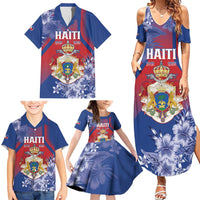 Personalised Second Empire of Haiti Family Matching Summer Maxi Dress and Hawaiian Shirt Imperial Coat Of Arms 1849-1859 Tropical Flowers