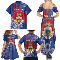 Personalised Second Empire of Haiti Family Matching Summer Maxi Dress and Hawaiian Shirt Imperial Coat Of Arms 1849-1859 Tropical Flowers