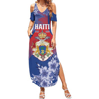 Personalised Second Empire of Haiti Family Matching Summer Maxi Dress and Hawaiian Shirt Imperial Coat Of Arms 1849-1859 Tropical Flowers
