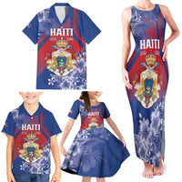Personalised Second Empire of Haiti Family Matching Tank Maxi Dress and Hawaiian Shirt Imperial Coat Of Arms 1849-1859 Tropical Flowers