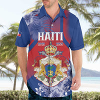 Personalised Second Empire of Haiti Hawaiian Shirt Imperial Coat Of Arms 1849-1859 Tropical Flowers