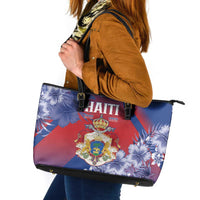 Second Empire of Haiti Leather Tote Bag Imperial Coat Of Arms 1849-1859 Tropical Flowers