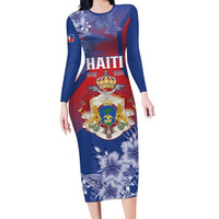 Personalised Second Empire of Haiti Long Sleeve Bodycon Dress Imperial Coat Of Arms 1849-1859 Tropical Flowers