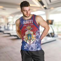 Personalised Second Empire of Haiti Men Tank Top Imperial Coat Of Arms 1849-1859 Tropical Flowers