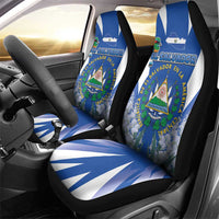 El Salvador Car Seat Cover Turquoise-Browed Motmot With Coat Of Arms - Wonder Print Shop