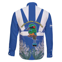 El Salvador Family Matching Short Sleeve Bodycon Dress and Hawaiian Shirt Turquoise-Browed Motmot With Coat Of Arms - Wonder Print Shop