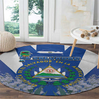 El Salvador Round Carpet Turquoise-Browed Motmot With Coat Of Arms