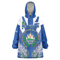 El Salvador Wearable Blanket Hoodie Turquoise-Browed Motmot With Coat Of Arms - Wonder Print Shop