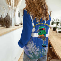 El Salvador Women Casual Shirt Turquoise-Browed Motmot With Coat Of Arms - Wonder Print Shop