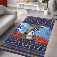 Barbados Christmas Area Rug Pelican With Poinsettia - Wonder Print Shop