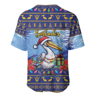 Barbados Christmas Baseball Jersey Pelican With Poinsettia - Wonder Print Shop