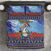 Barbados Christmas Bedding Set Pelican With Poinsettia - Wonder Print Shop