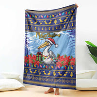 Barbados Christmas Blanket Pelican With Poinsettia