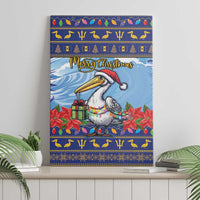 Barbados Christmas Canvas Wall Art Pelican With Poinsettia - Wonder Print Shop