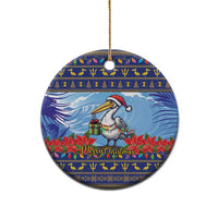 Barbados Christmas Ceramic Ornament Pelican With Poinsettia - Wonder Print Shop