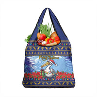 Barbados Christmas Grocery Bag Pelican With Poinsettia