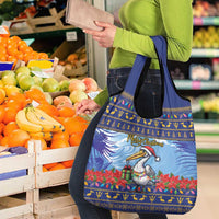 Barbados Christmas Grocery Bag Pelican With Poinsettia