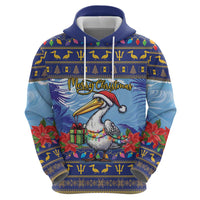 Barbados Christmas Hoodie Pelican With Poinsettia - Wonder Print Shop