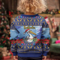 Barbados Christmas Kid Ugly Christmas Sweater Pelican With Poinsettia - Wonder Print Shop