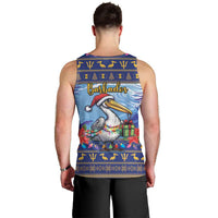 Barbados Christmas Men Tank Top Pelican With Poinsettia - Wonder Print Shop