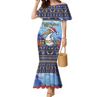Barbados Christmas Mermaid Dress Pelican With Poinsettia - Wonder Print Shop