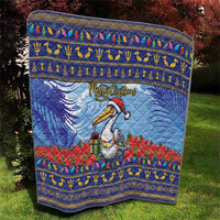 Barbados Christmas Quilt Pelican With Poinsettia - Wonder Print Shop