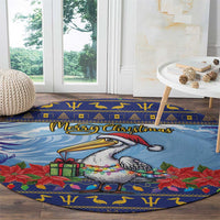 Barbados Christmas Round Carpet Pelican With Poinsettia