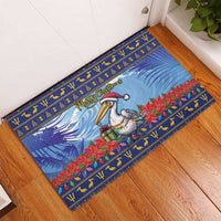 Barbados Christmas Rubber Doormat Pelican With Poinsettia - Wonder Print Shop