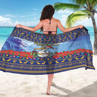 Barbados Christmas Sarong Pelican With Poinsettia - Wonder Print Shop