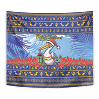 Barbados Christmas Tapestry Pelican With Poinsettia - Wonder Print Shop