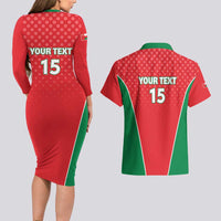 Custom Oman Cricket Couples Matching Long Sleeve Bodycon Dress and Hawaiian Shirt We Are Champions - Wonder Print Shop
