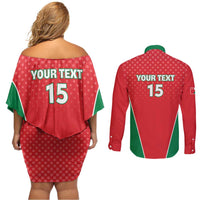 Custom Oman Cricket Couples Matching Off Shoulder Short Dress and Long Sleeve Button Shirt We Are Champions - Wonder Print Shop
