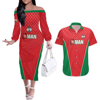 Custom Oman Cricket Couples Matching Off The Shoulder Long Sleeve Dress and Hawaiian Shirt We Are Champions - Wonder Print Shop
