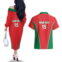 Custom Oman Cricket Couples Matching Off The Shoulder Long Sleeve Dress and Hawaiian Shirt We Are Champions - Wonder Print Shop