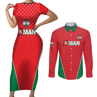 Custom Oman Cricket Couples Matching Short Sleeve Bodycon Dress and Long Sleeve Button Shirt We Are Champions - Wonder Print Shop