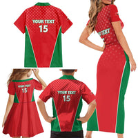 Custom Oman Cricket Family Matching Short Sleeve Bodycon Dress and Hawaiian Shirt We Are Champions - Wonder Print Shop