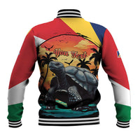 Personalised Seychelles Aldabra Giant Tortoise Baseball Jacket Beach Sunset - Wonder Print Shop
