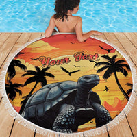 Personalised Seychelles Aldabra Giant Tortoise Beach Blanket Beach Sunset - Wonder Print Shop