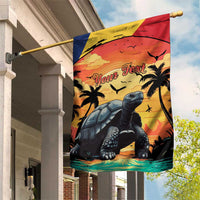 Personalised Seychelles Aldabra Giant Tortoise Garden Flag Beach Sunset - Wonder Print Shop