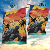 Personalised Seychelles Aldabra Giant Tortoise Garden Flag Beach Sunset - Wonder Print Shop