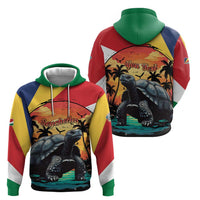 Personalised Seychelles Aldabra Giant Tortoise Hoodie Beach Sunset - Wonder Print Shop