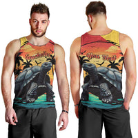 Personalised Seychelles Aldabra Giant Tortoise Men Tank Top Beach Sunset - Wonder Print Shop