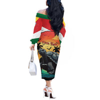 Personalised Seychelles Aldabra Giant Tortoise Off The Shoulder Long Sleeve Dress Beach Sunset - Wonder Print Shop