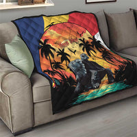 Personalised Seychelles Aldabra Giant Tortoise Quilt Beach Sunset - Wonder Print Shop