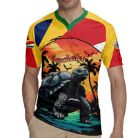 Personalised Seychelles Aldabra Giant Tortoise Rugby Jersey Beach Sunset - Wonder Print Shop