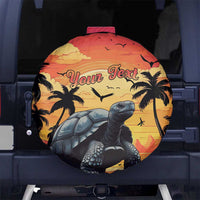 Personalised Seychelles Aldabra Giant Tortoise Spare Tire Cover Beach Sunset - Wonder Print Shop