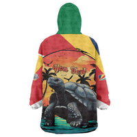 Personalised Seychelles Aldabra Giant Tortoise Wearable Blanket Hoodie Beach Sunset - Wonder Print Shop